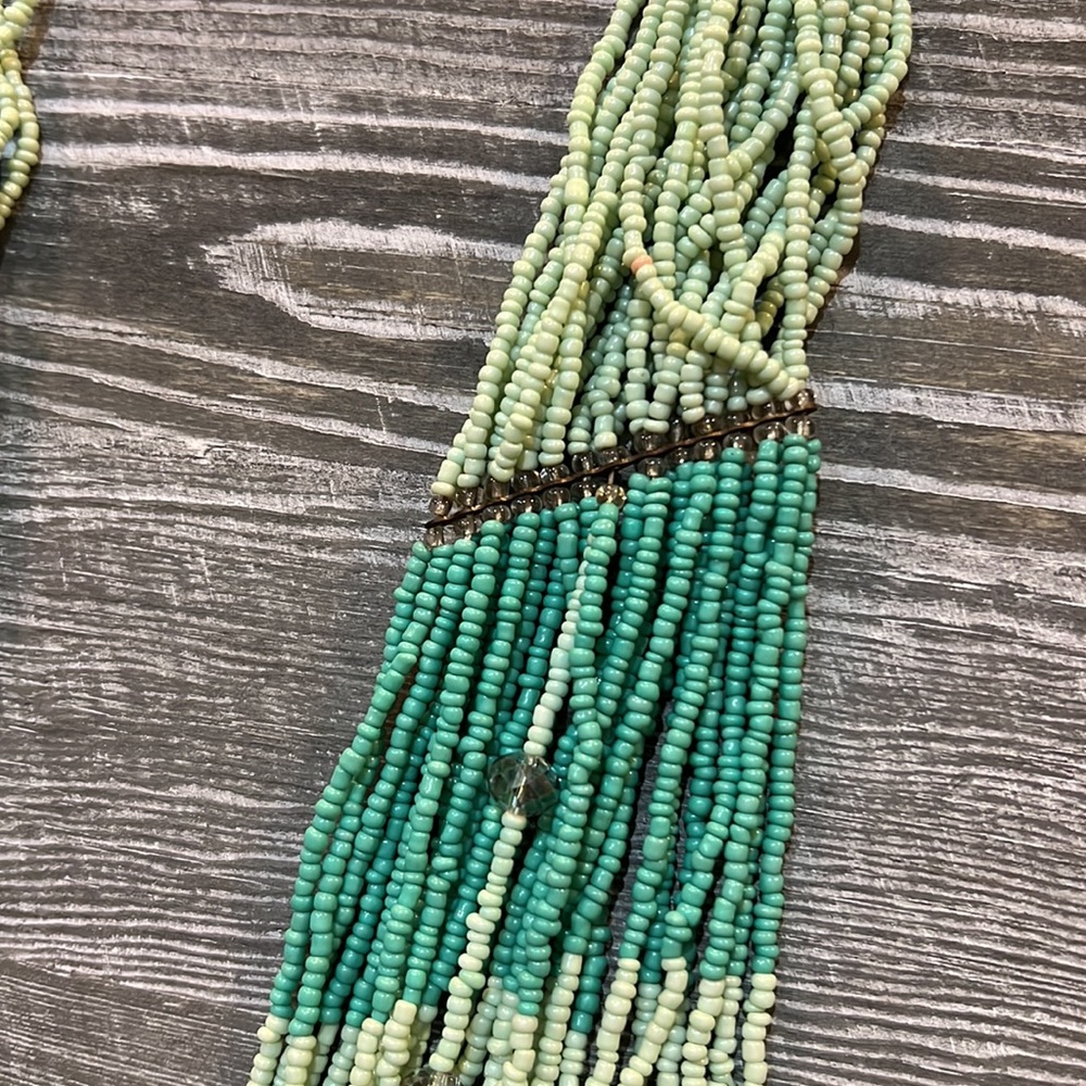 Multi-Stand Mint And Turquoise Colored Beaded Vin… - image 2